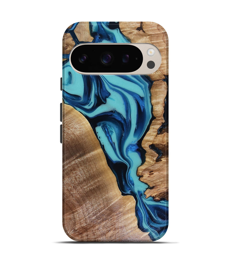 Pixel 9 Wood Live Edge Phone Case - Doretha (Blue, 816266)