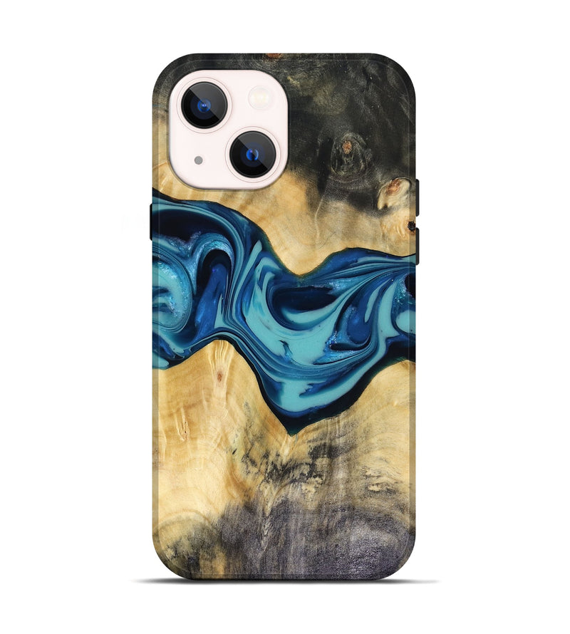 iPhone 14 Wood Live Edge Phone Case - Asa (Blue, 816270)