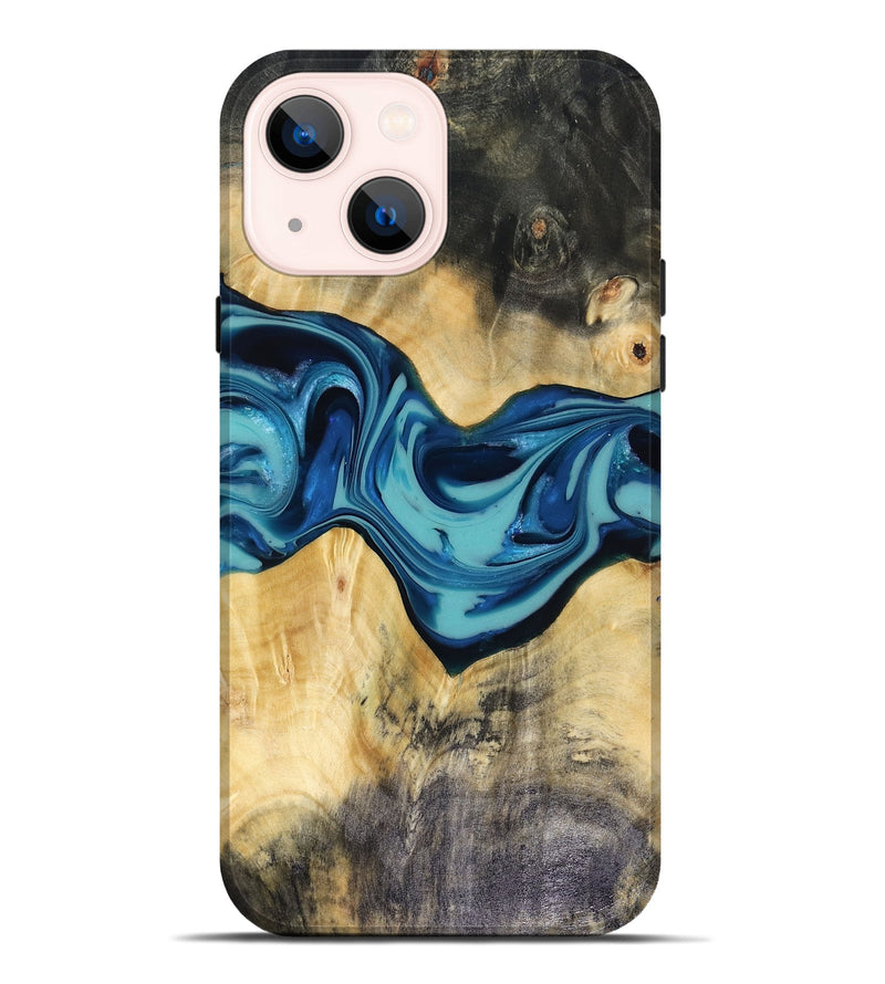 iPhone 14 Plus Wood Live Edge Phone Case - Asa (Blue, 816270)