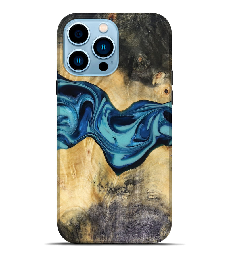 iPhone 14 Pro Max Wood Live Edge Phone Case - Asa (Blue, 816270)