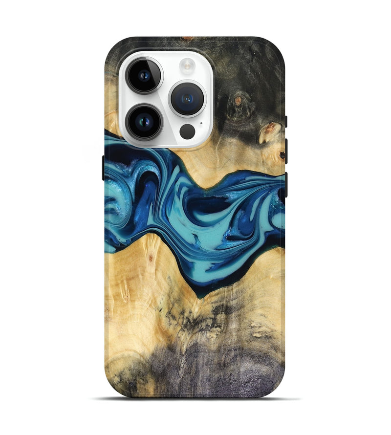 iPhone 15 Pro Wood Live Edge Phone Case - Asa (Blue, 816270)