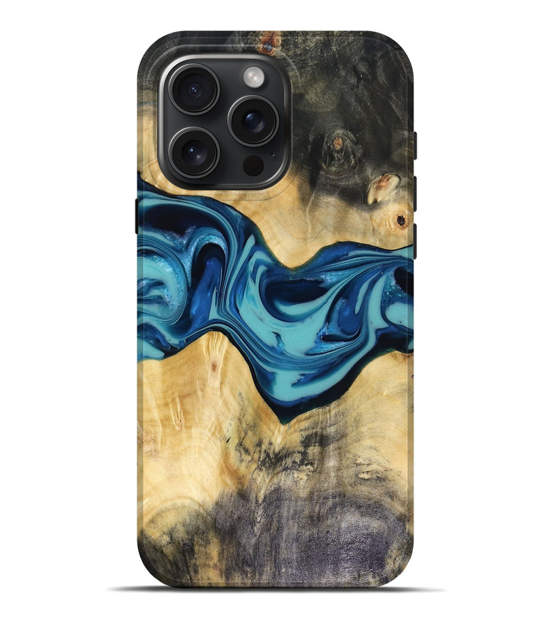 iPhone 16 Pro Max Wood Live Edge Phone Case - Asa (Blue, 816270)
