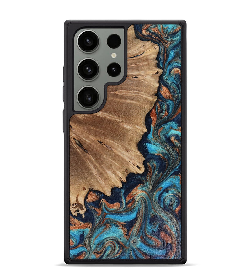 Galaxy S24 Ultra Wood Phone Case - Daija (Teal & Gold, 816288)