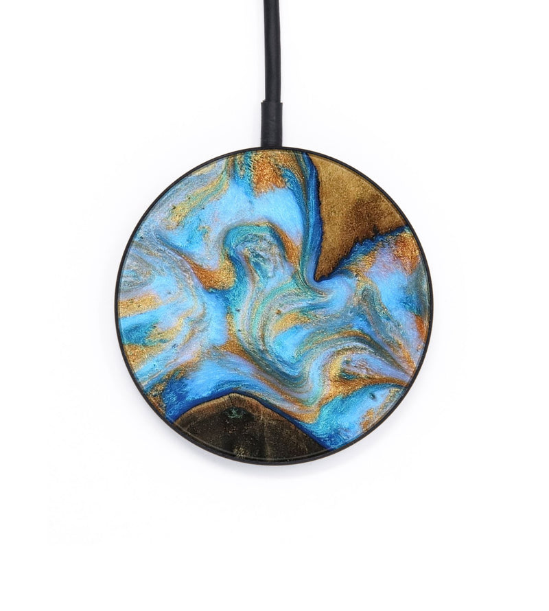 Circle Wood Wireless Charger - Asher (Teal & Gold, 816290)