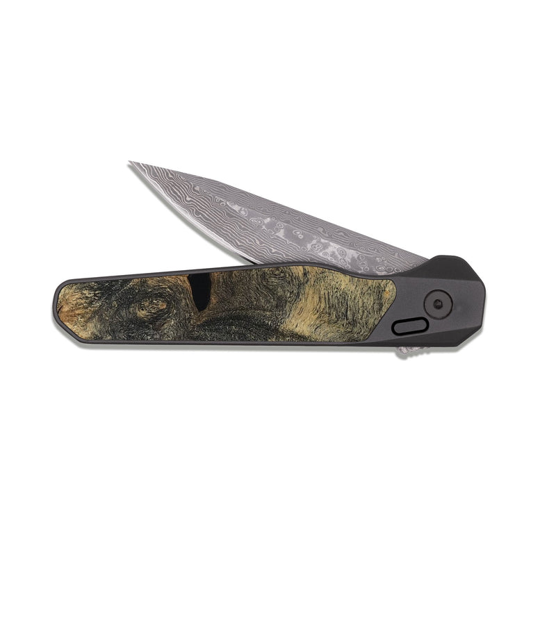 EDC Dark Damascus Wood Pocket Knife - Shaun (Wood Burl, 816308)