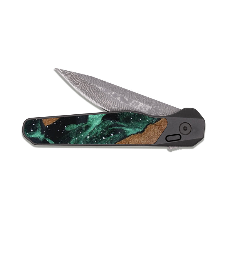 EDC Dark Damascus Wood Pocket Knife - Jaylin (Cosmos, 816342)