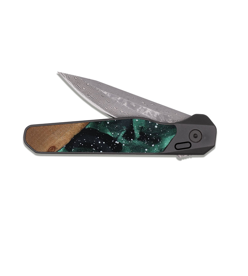 EDC Dark Damascus Wood Pocket Knife - Melvyn (Cosmos, 816359)