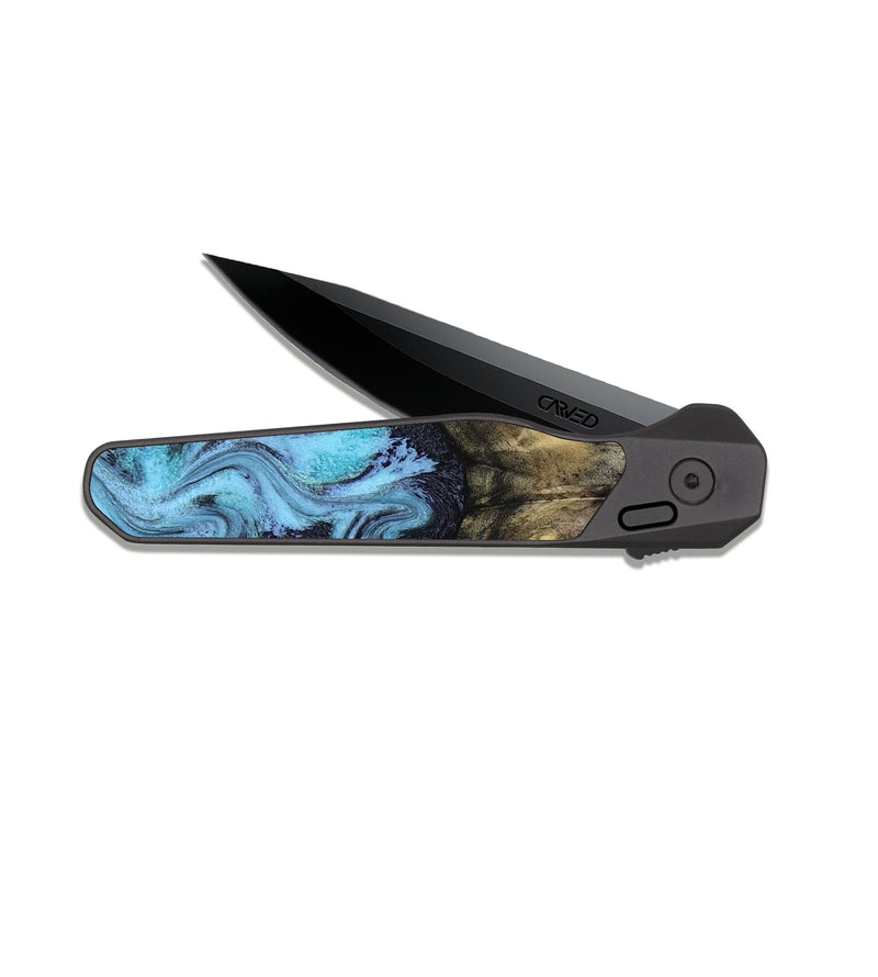 EDC Dark Slate Wood Pocket Knife - Jacque (Blue, 816372)