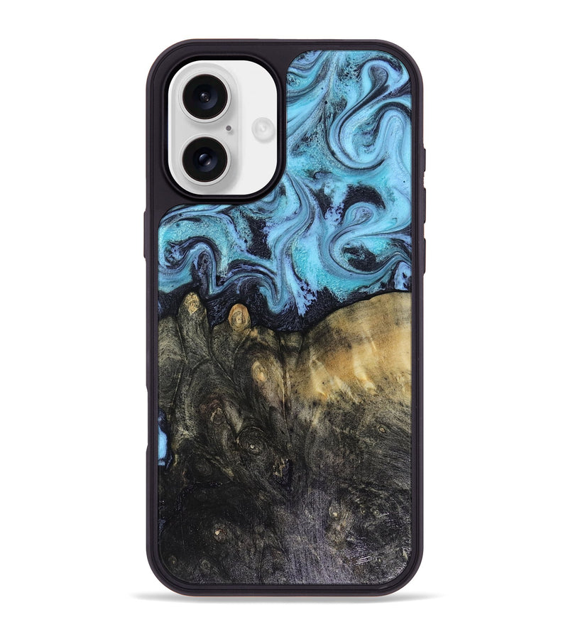 iPhone 16 Plus Wood Phone Case - Jacque (Blue, 816372)