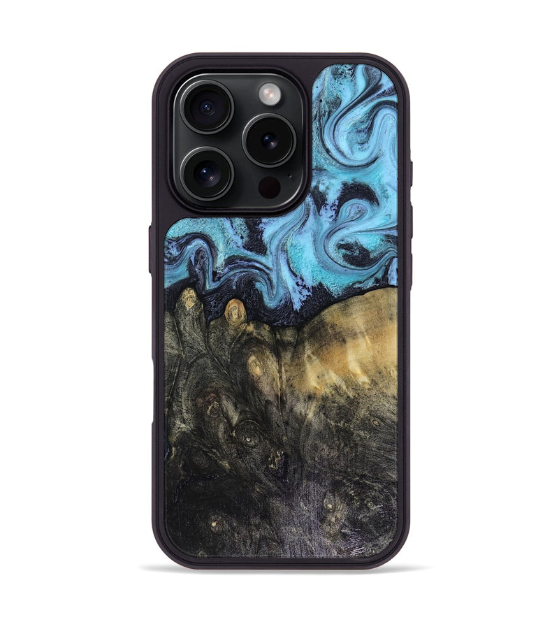iPhone 16 Pro Wood Phone Case - Jacque (Blue, 816372)