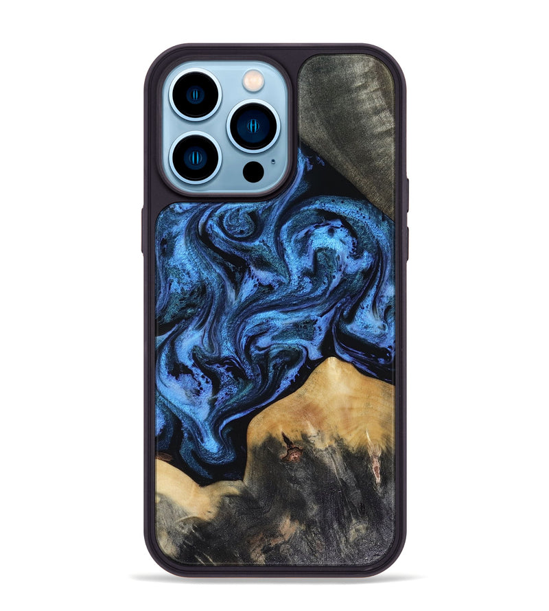 iPhone 14 Pro Max Wood Phone Case - Arsenio (Blue, 816375)