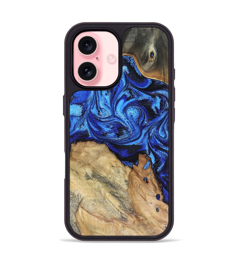 iPhone 16 Wood Phone Case - Rivka (Blue, 816404)