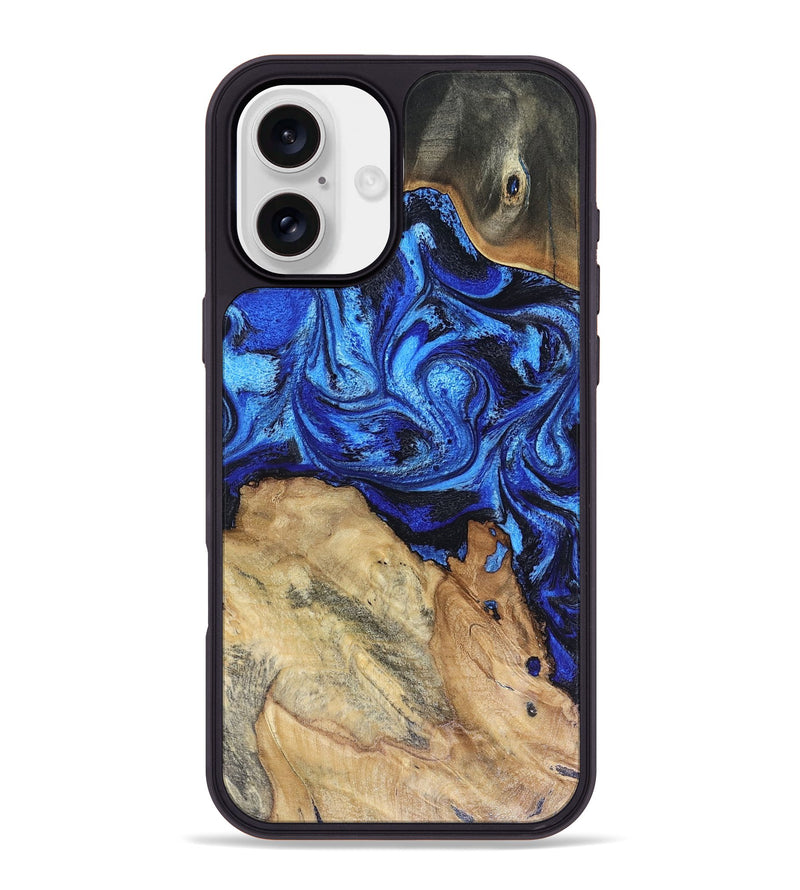iPhone 16 Plus Wood Phone Case - Rivka (Blue, 816404)
