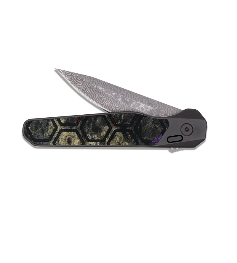 EDC Dark Damascus Wood Pocket Knife - Lara (Pattern, 816423)
