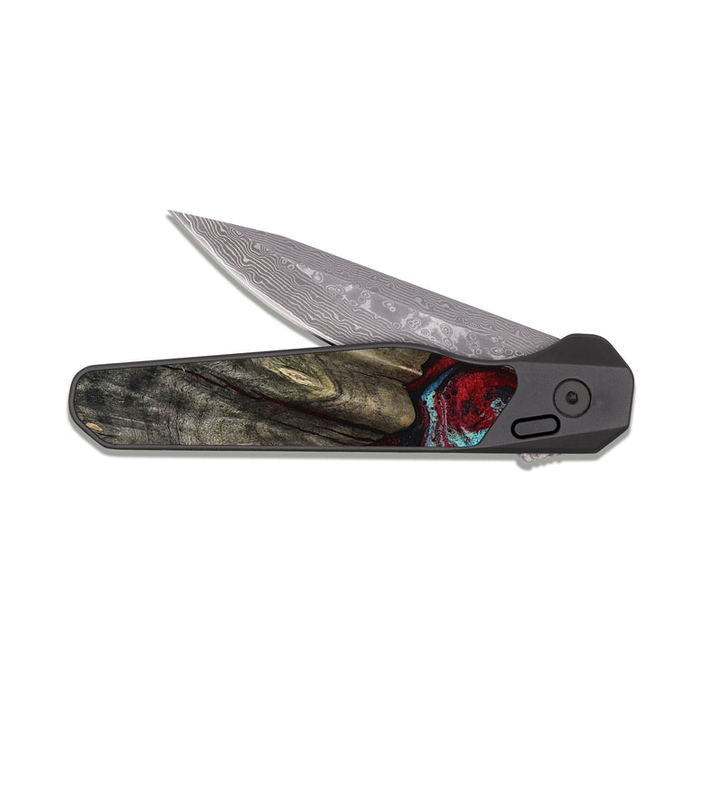 EDC Dark Damascus Wood Pocket Knife - Cierra (Red, 816467)