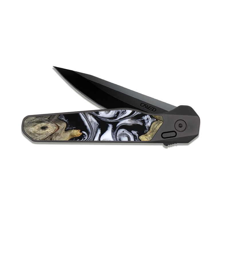EDC Dark Slate Wood Pocket Knife - Rosina (Black & White, 816471)