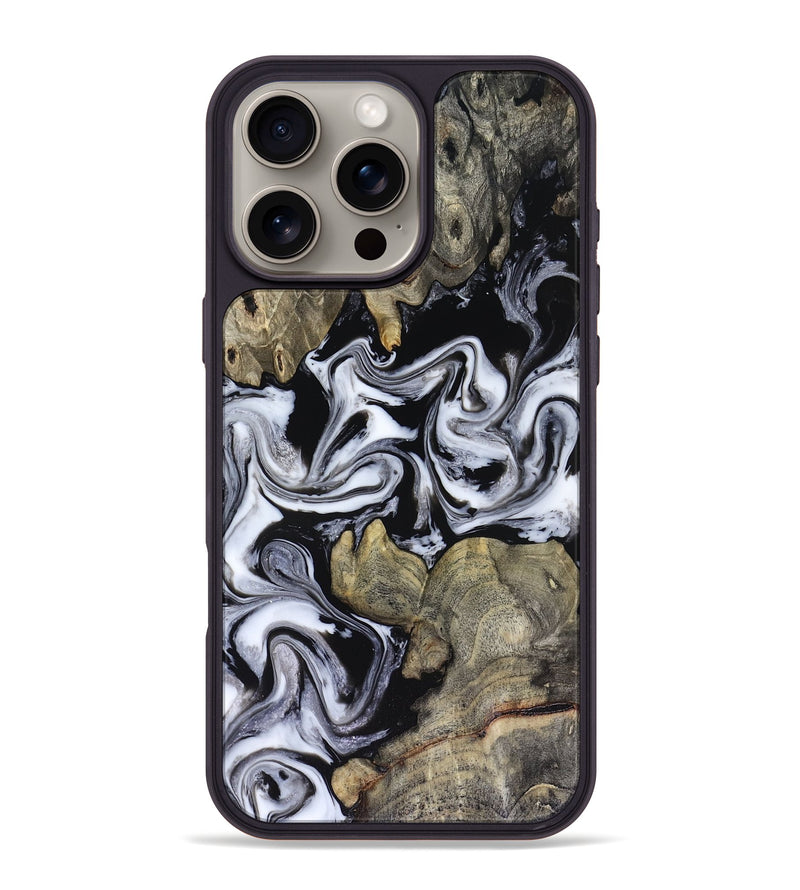 iPhone 16 Pro Max Wood Phone Case - Rosina (Black & White, 816471)