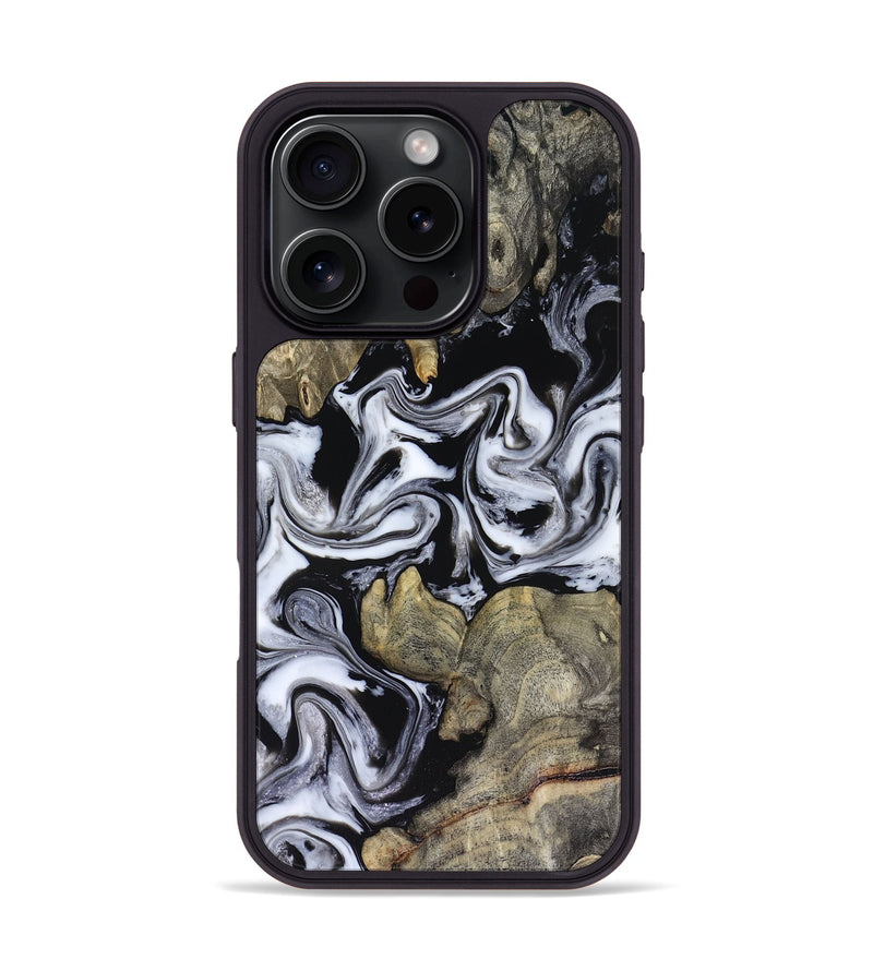iPhone 16 Pro Wood Phone Case - Rosina (Black & White, 816471)
