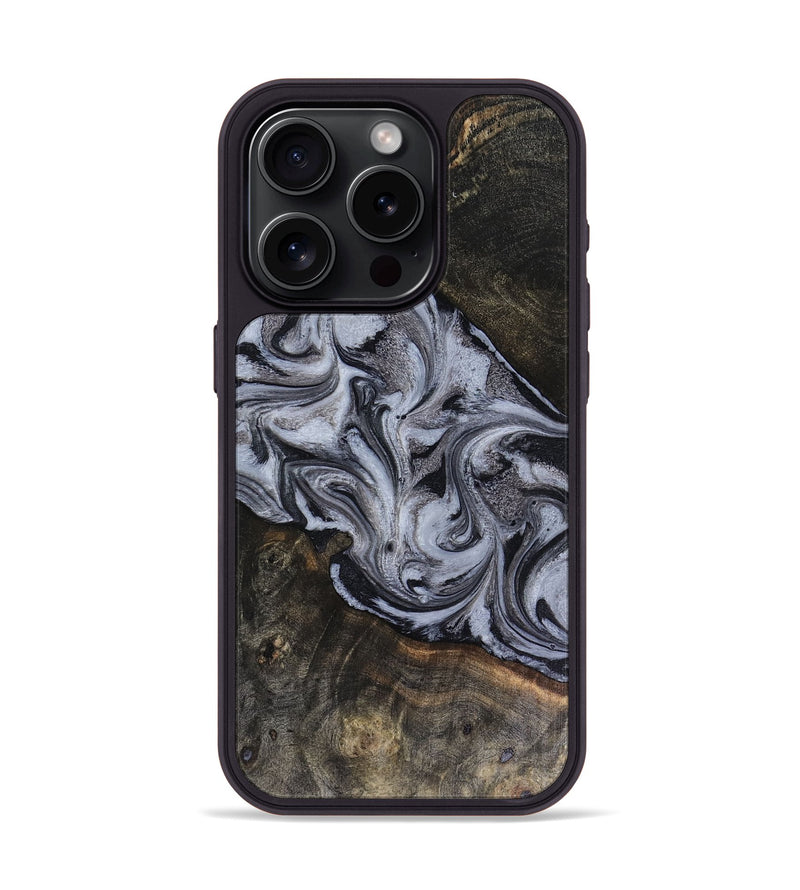 iPhone 15 Pro Wood Phone Case - Pam (Black & White, 816472)