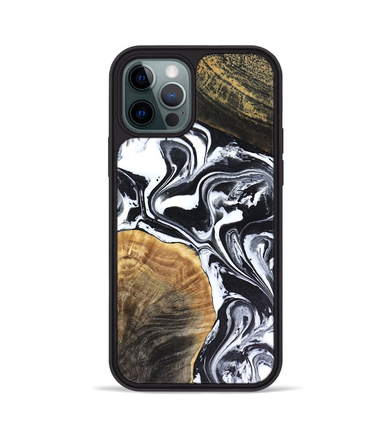 iPhone 12 Pro Wood Phone Case - Marlena (Black & White, 816474)