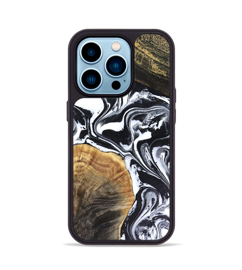 iPhone 14 Pro Wood Phone Case - Marlena (Black & White, 816474)