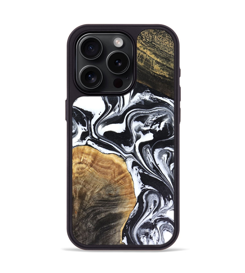iPhone 15 Pro Wood Phone Case - Marlena (Black & White, 816474)