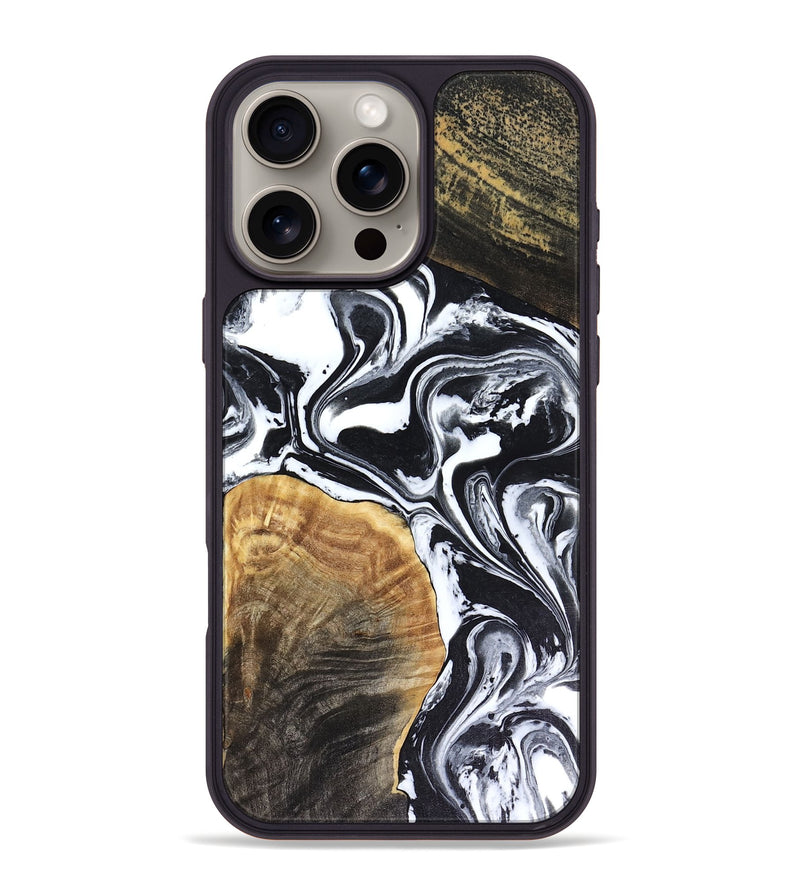 iPhone 16 Pro Max Wood Phone Case - Marlena (Black & White, 816474)