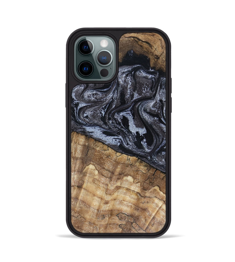 iPhone 12 Pro Wood Phone Case - Adlai (Black & White, 816475)
