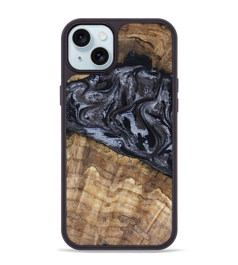 iPhone 15 Plus Wood Phone Case - Adlai (Black & White, 816475)