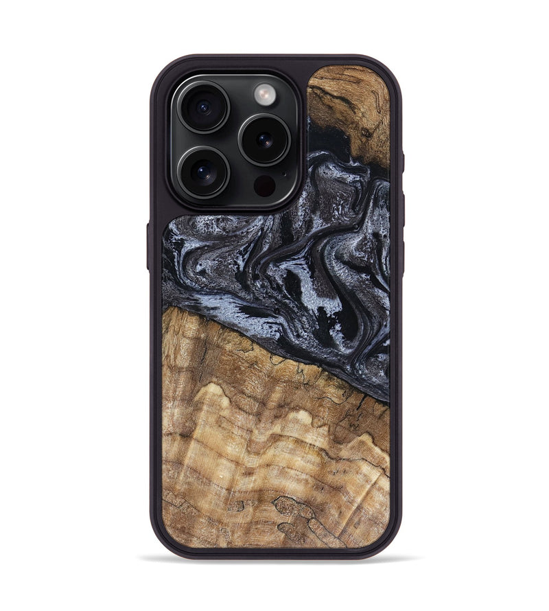 iPhone 15 Pro Wood Phone Case - Adlai (Black & White, 816475)