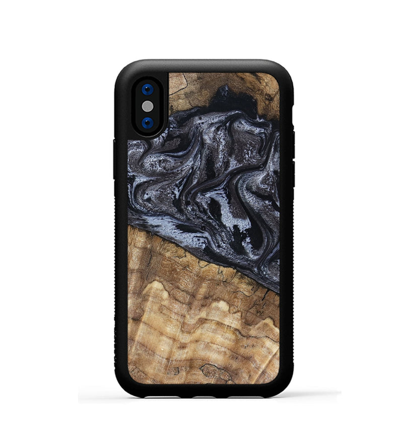 iPhone Xs Wood Phone Case - Adlai (Black & White, 816475)