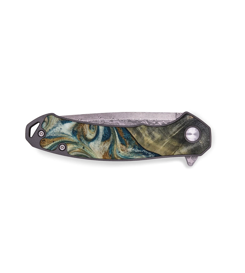 EDC Wood Pocket Knife - Sarah (Teal & Gold, 816479)