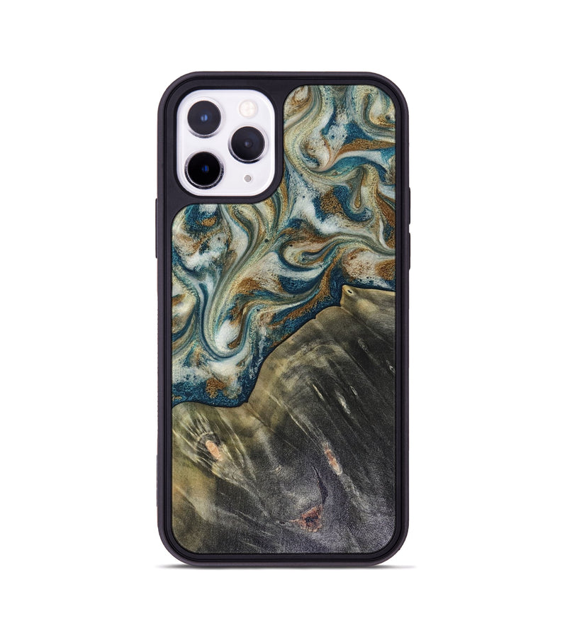 iPhone 11 Pro Wood Phone Case - Sarah (Teal & Gold, 816479)