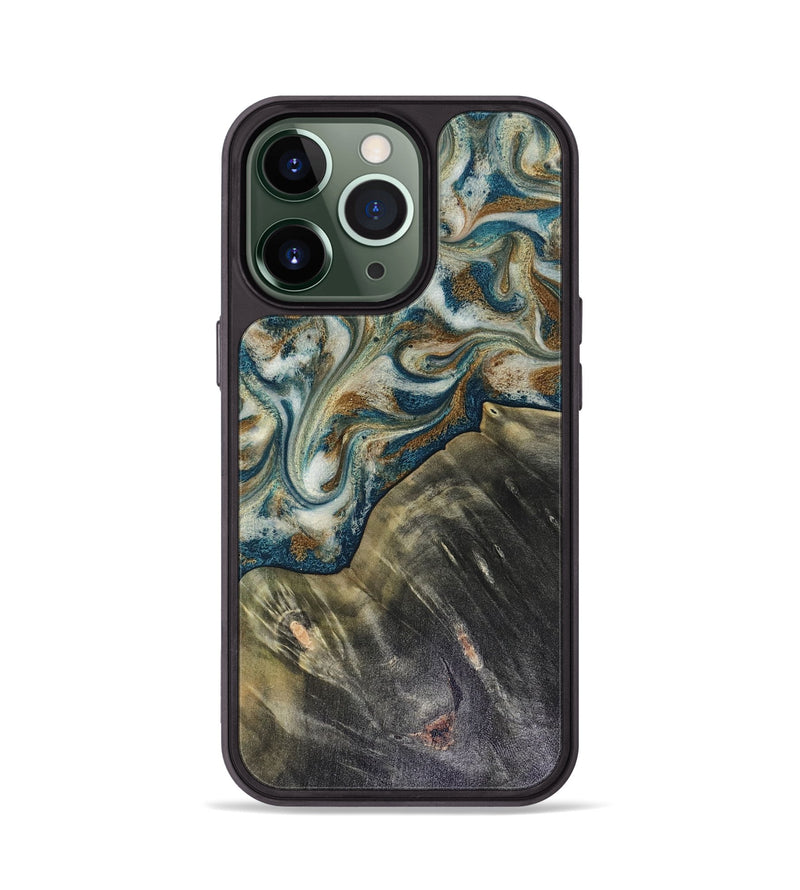 iPhone 13 Pro Wood Phone Case - Sarah (Teal & Gold, 816479)