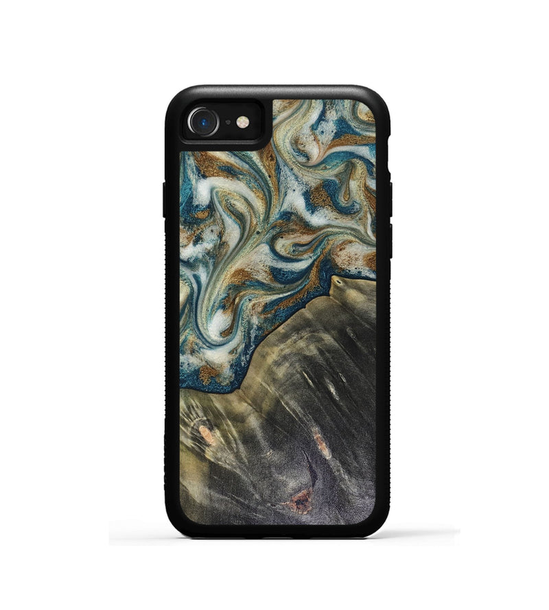 iPhone SE Wood Phone Case - Sarah (Teal & Gold, 816479)