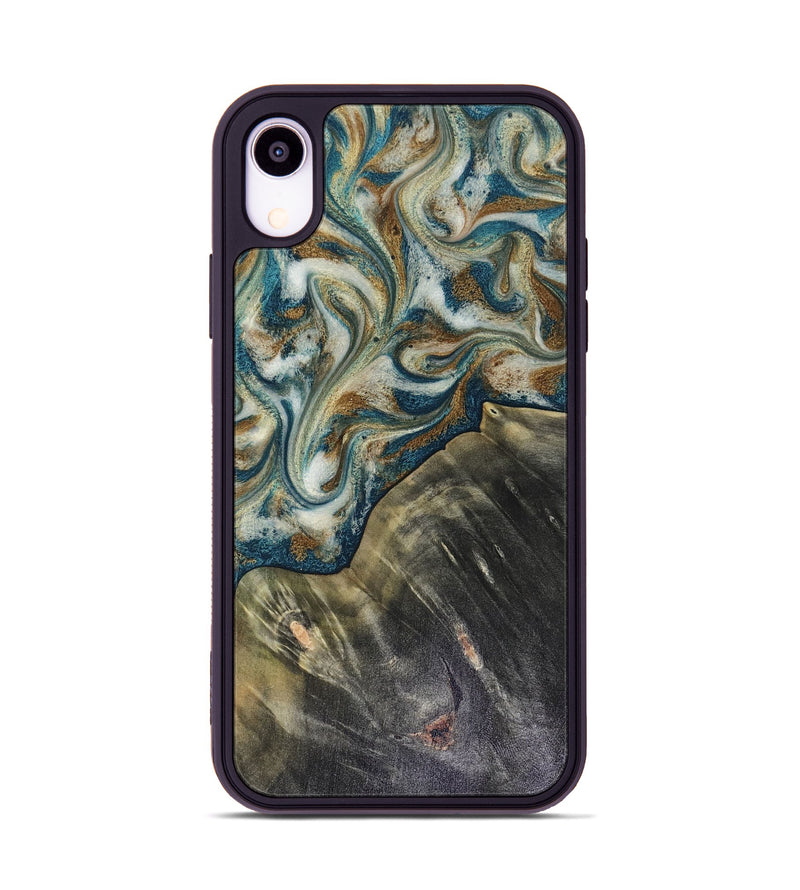 iPhone Xr Wood Phone Case - Sarah (Teal & Gold, 816479)