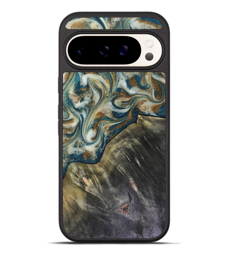 Pixel 10 Pro XL Wood Phone Case - Sarah (Teal & Gold, 816479)