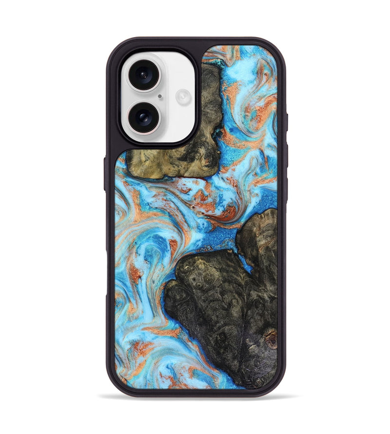iPhone 17 Wood Phone Case - Unique (Teal & Gold, 816493)