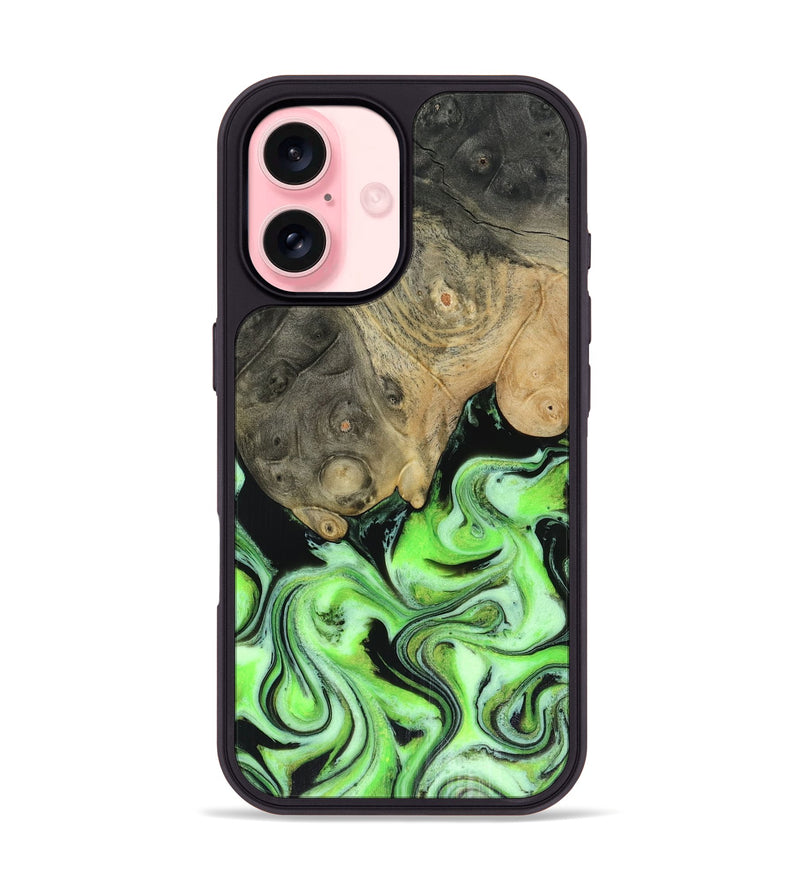 iPhone 16 Wood Phone Case - Dash (Green, 816527)