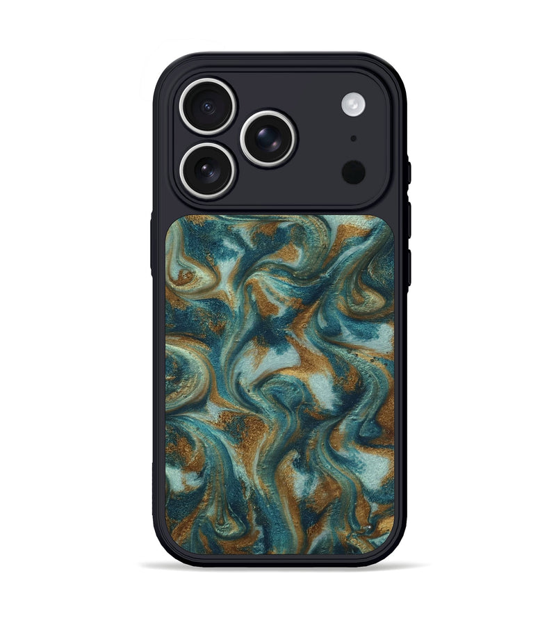 iPhone 17 Pro ResinArt Phone Case - Brooks (Teal & Gold, 816647)