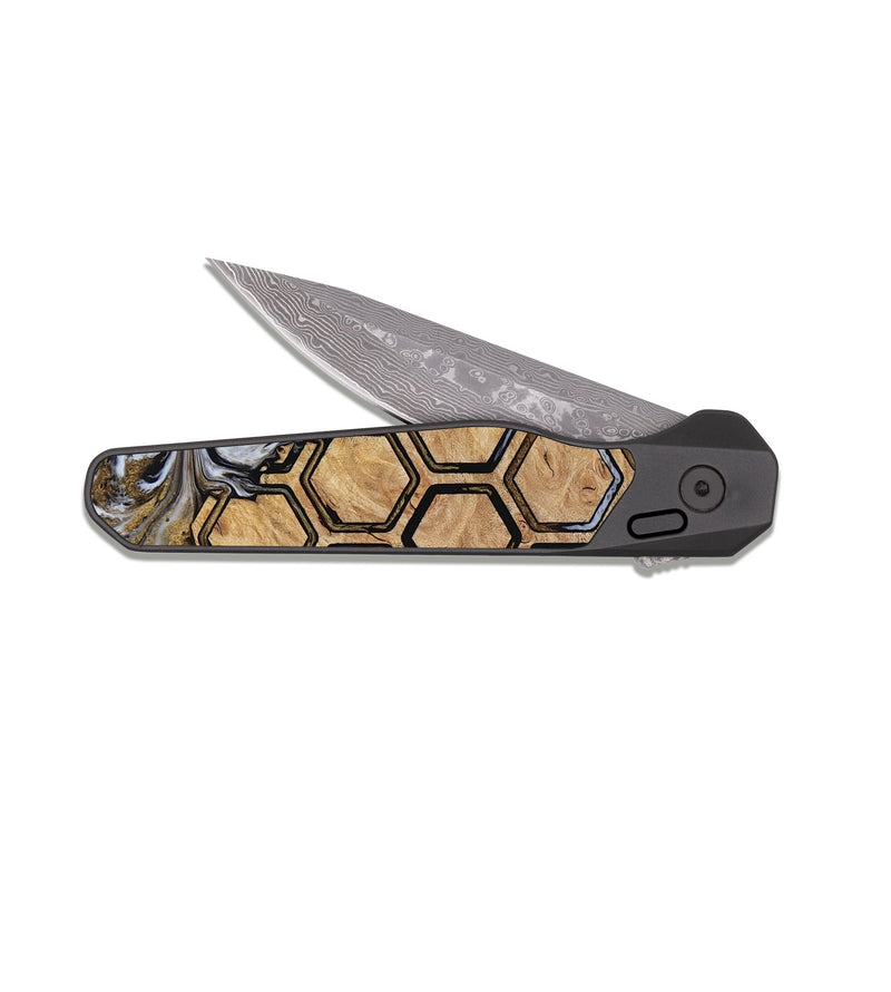 EDC Dark Damascus Wood Pocket Knife - Candi (Pattern, 816659)