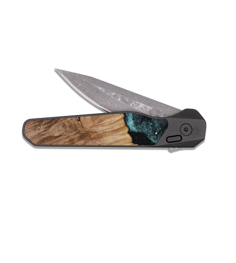 EDC Dark Damascus Wood Pocket Knife - Roxana (Cosmos, 816686)