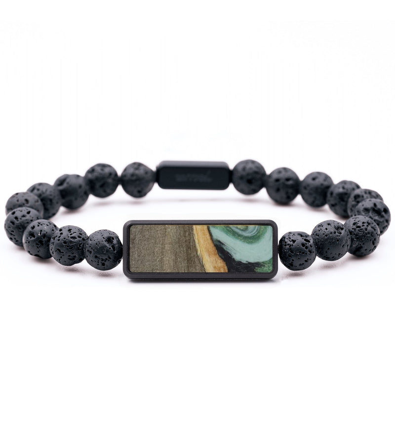 Lava Bead Wood Bracelet - Mindy (Green, 816810)