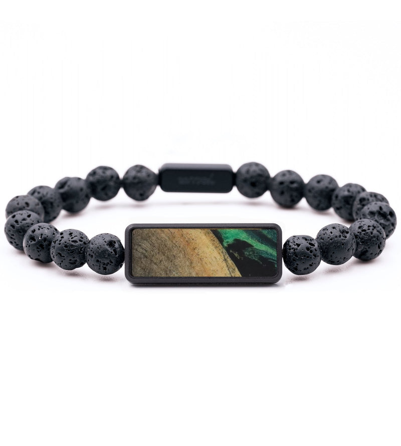 Lava Bead Wood Bracelet - Edith (Green, 816813)