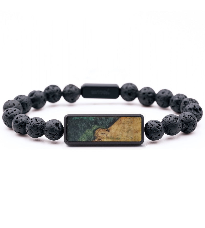 Lava Bead Wood Bracelet - Kassidy (Green, 816817)