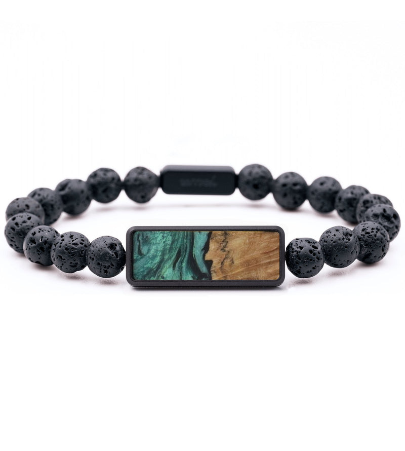 Lava Bead Wood Bracelet - Ernest (Green, 816830)