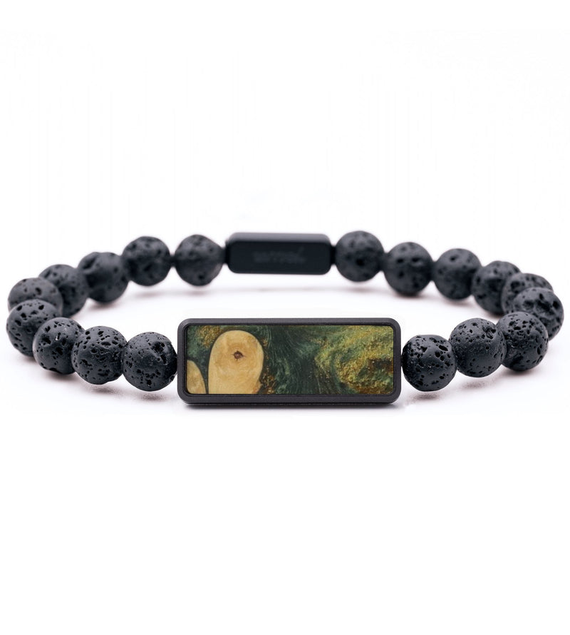 Lava Bead Wood Bracelet - Amie (Green, 816833)