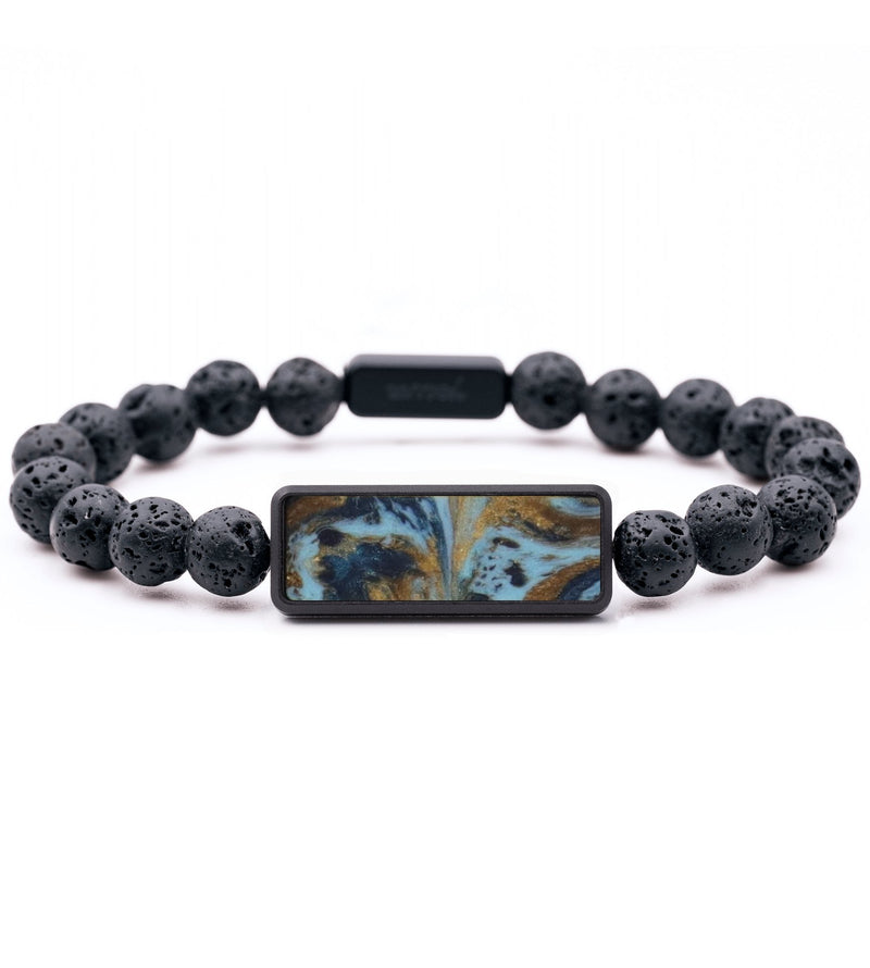Lava Bead ResinArt Bracelet - Linda (Teal & Gold, 816847)