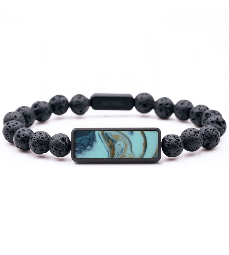 Lava Bead ResinArt Bracelet - Carole (Teal & Gold, 816848)
