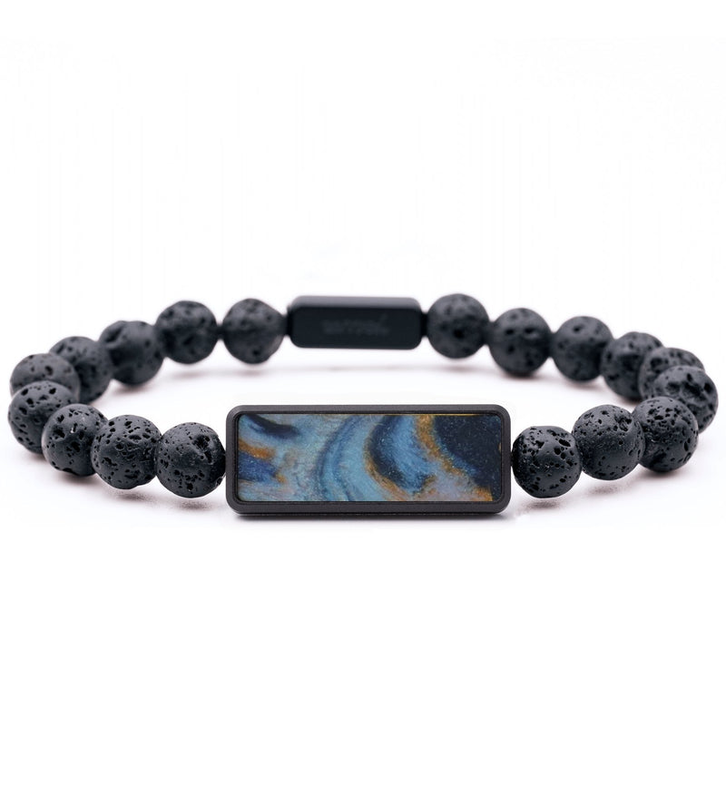 Lava Bead ResinArt Bracelet - Delbert (Teal & Gold, 816853)